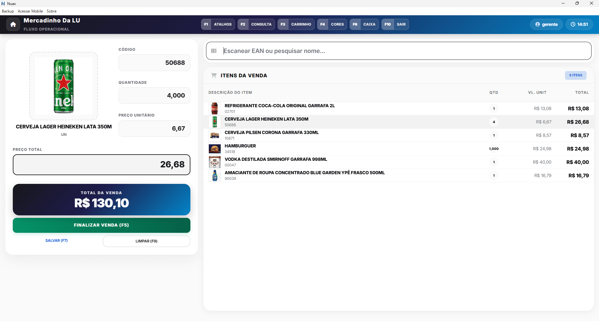 Módulo PDV do NUAX ERP — frente de caixa offline para Windows